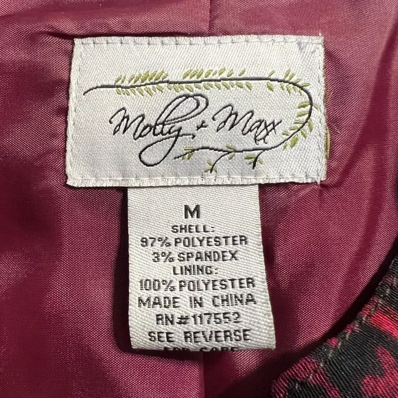 Molly & Maxx Jacket Size Medium Full Zip Lined 3/4 Sleeve - Picture 3 of 7